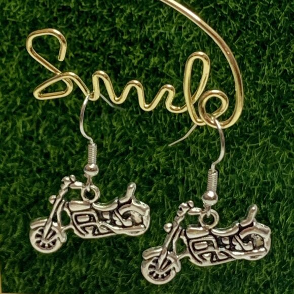 Motorcycle Earrings, Harley Davidson Earrings, Hog Earrings, Bike Earrings, Gift - Picture 3 of 6